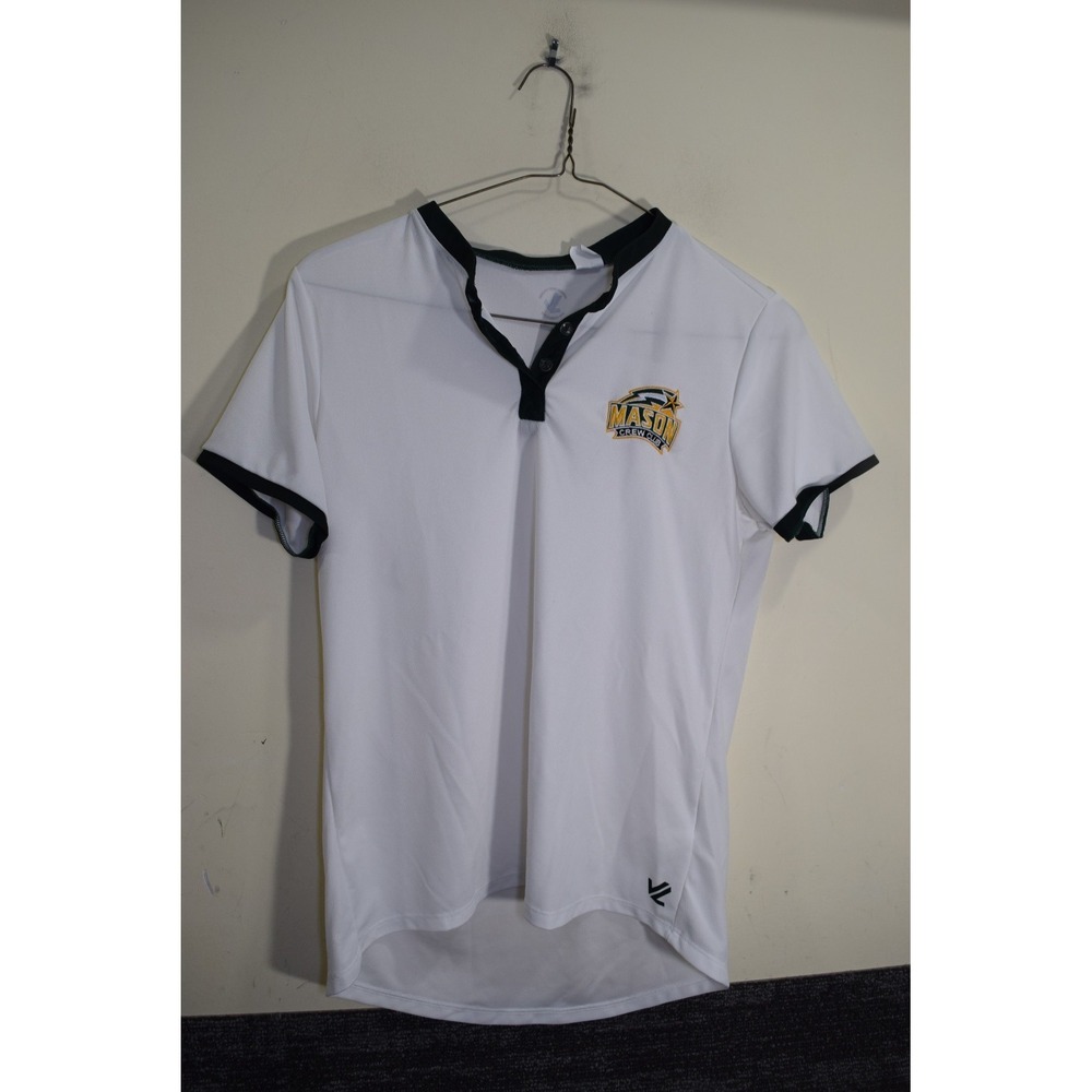JL Racing GEORGE MASON Crew Club Rowing Polo Shirt WOMENS L White Green TEAM ISS
